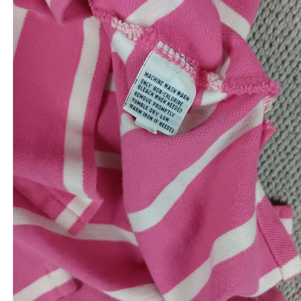 Polo Ralph Lauren Vintage‎ Knit Polo Men's Large Pink/White Striped Pony Preppy